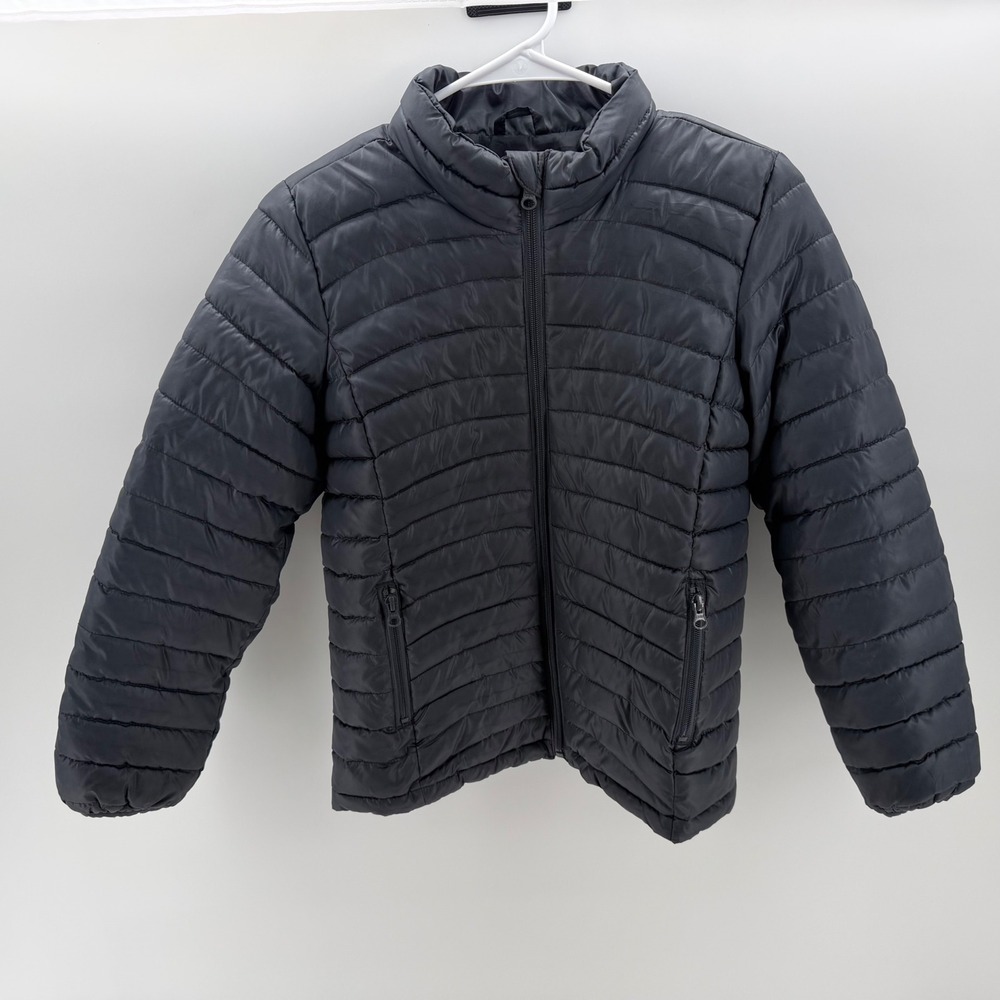 Old Navy Puffer Jacket Kids L 10-12 Navy Blue Excellent Frost Free Quilted Zip
